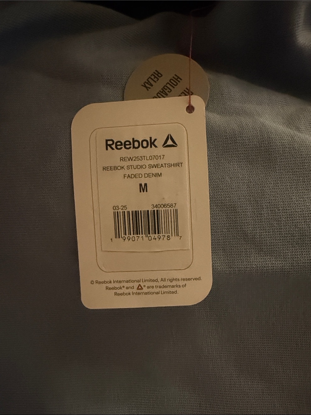 Reebok Women's Dusty Blue Off-Shoulder Pullover Sweatshirt - Picture 5 of 5